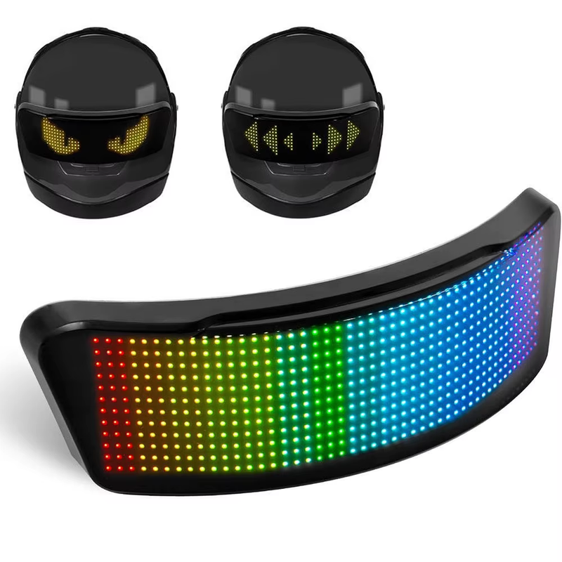 Led Helmet Display Screen, Motorcycle Helmet Warning Light with APP Control Prog