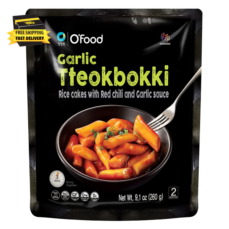 O'Food Garlic Tteokbokki, Gluten-Free Korean Rice Cakes, Authentic Spicy Korean