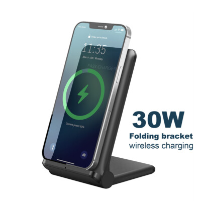 30W Foldable Wireless Charger Dock Stand For Apple iPhone 15 Google Pixel 8 Pro