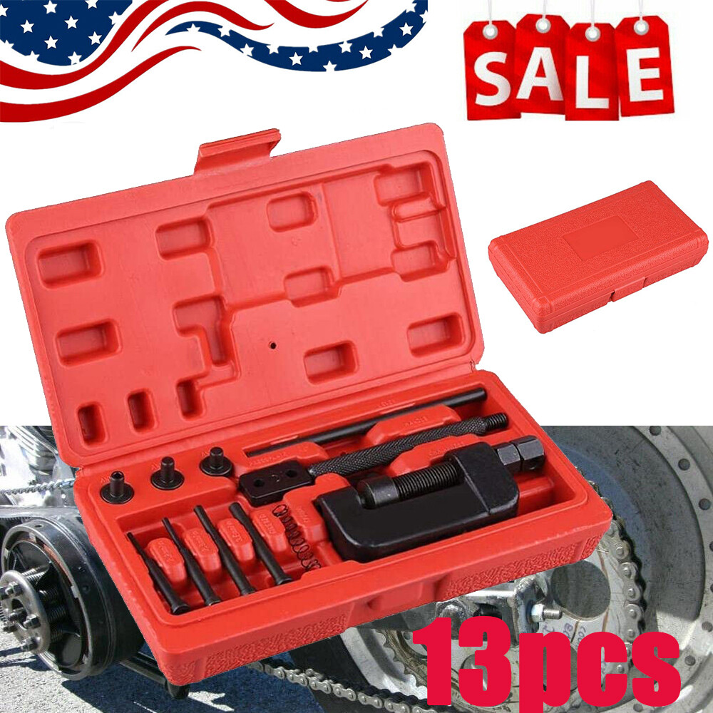 13PCS Heavy Duty Motorcycle Bike Chain Splitter/Breaker Link Riveting Tool Kit