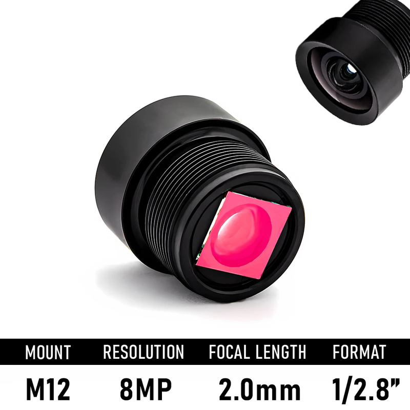 8MP HD No Distortion CCTV Lens M12 Mount 2.0mm Focal Length F2.0 Aperture 1/2.8"