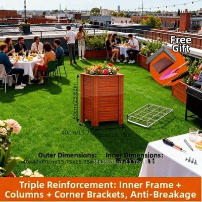 1pc Heavy-Duty Commercial Grade Outdoor/ Multi-Functional Solid Wood Planter Box