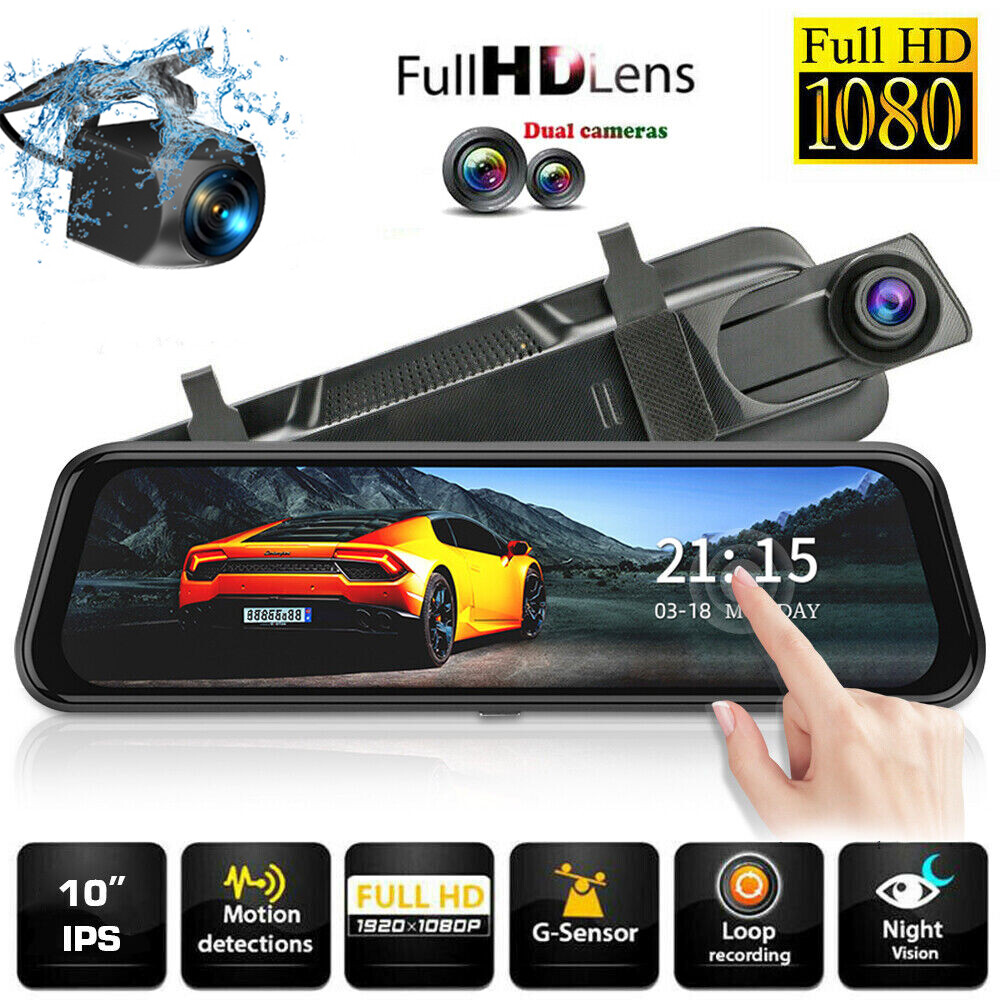 Dual 1080P HD Dash Cam Mirror Car DVR Rear View Camera Backup Recording Night US