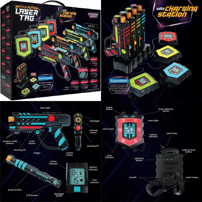 Squad Hero Rechargeable Laser Tag Set + Innovative LCDs and Sync â Pack of 4 855831008394 | eBay