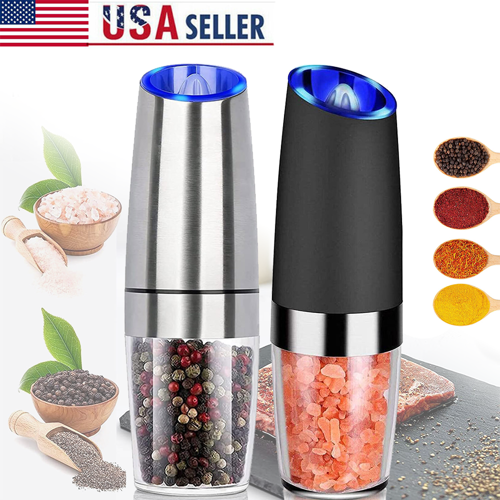 Automatic Powered Gravity Sensor Electric Salt and Pepper Mill Grinder LED Light