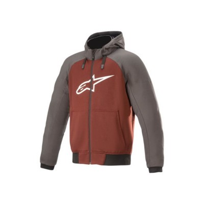 Pre-owned Alpinestars Chrome Sport Adult Mens Street Motorcycle Riding Waterproof Hoodies In Tar Gray/burgundy