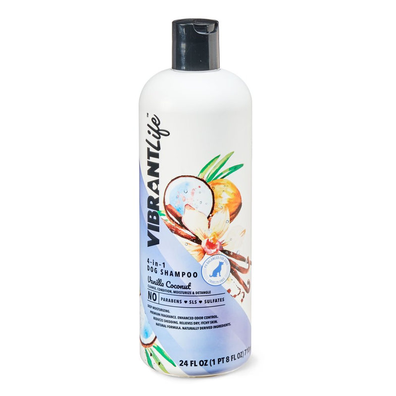 Vibrant Life 4-In-1 Dog Shampoo, Vanilla Coconut, 24 Fl Oz.