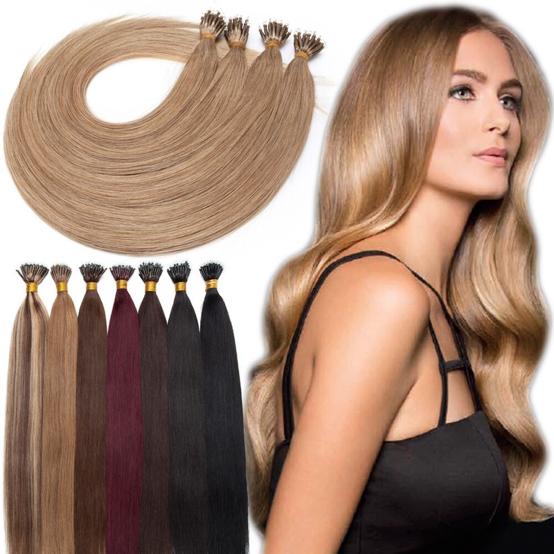 Nano Ring Line Micro Beans Tip Remy Human Hair Extensions 1g Keratin 150g THICK