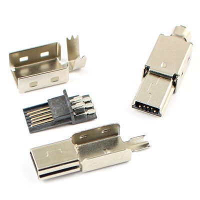 20pcs Mini USB Connector 5 Pin Male Plug Wire Solder Cable Socket Metal Housing