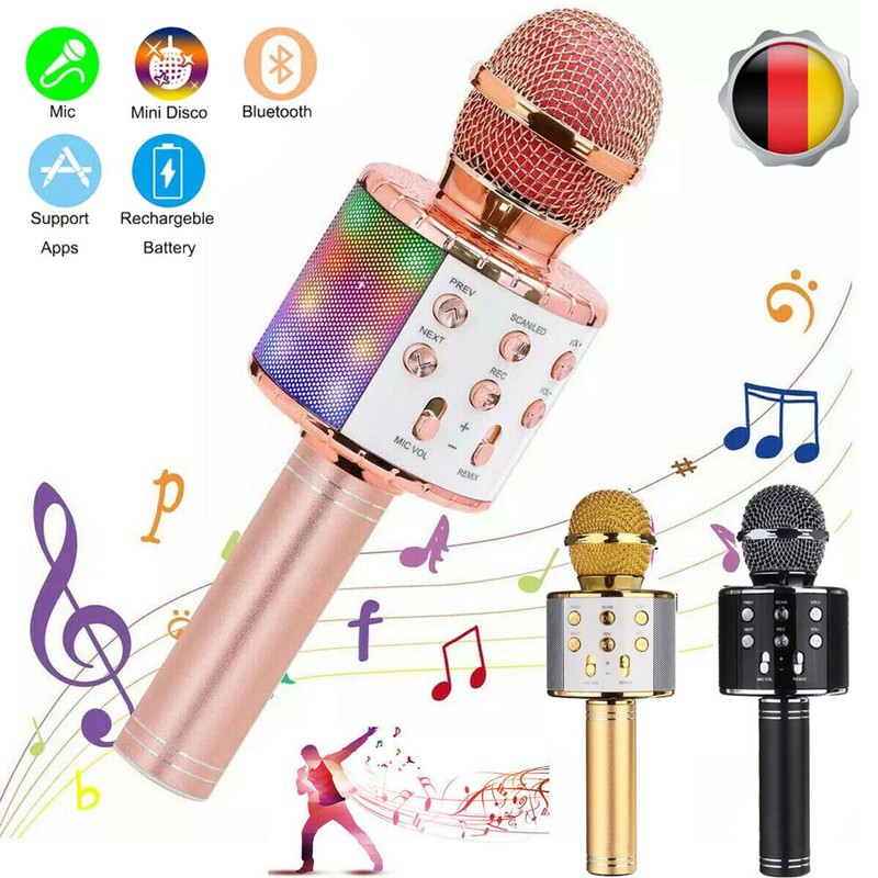 Bluetooth Karaoke Mikrofon Lautsprecher Handmikrofon für Kinder & Erwachsene USB