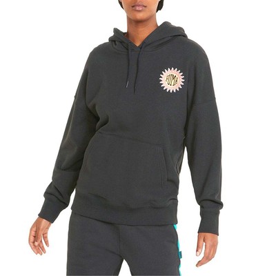 

Puma Downtown Relaxed Graphic Pullover Hoodie Womens Size  Повседневная верхняя одежда 5, Черный