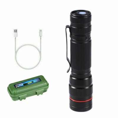 1/2pcs LED Flashlight Light Super Bright Torch Portable USB Rechargeable Lamp