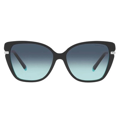 Pre-owned Tiffany & Co . Tf 4190 80559s Black On Tiffany Blue Plastic Sunglasses Blue
