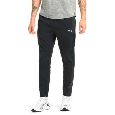 

Puma Run Woven Tapered Athletic Pants Мужские черные повседневные спортивные штаны 520202-, Черный, Puma Run Woven Tapered Athletic Pants