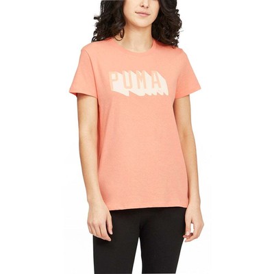 

Puma 80S Logo Crew Neck Short Sleeve Graphic TShirt Womens Size  Casual Tops, Оранжевый