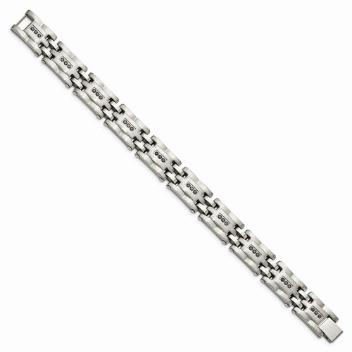 Pre-owned Chisel Stainless Steel Polished/brushed 3/4ct Tw. Diamond Bracelet In White