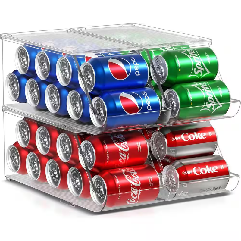 Soda Can Organizer Fridge Storage Stackable Clear Pantry Drink Holder 4 Pack