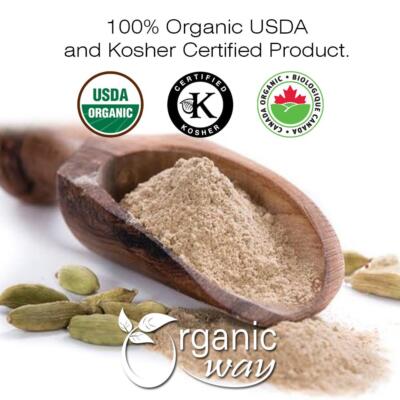 Organic Way Green Cardamom Elaichi Powder - Organic, Kosher & USDA Certified