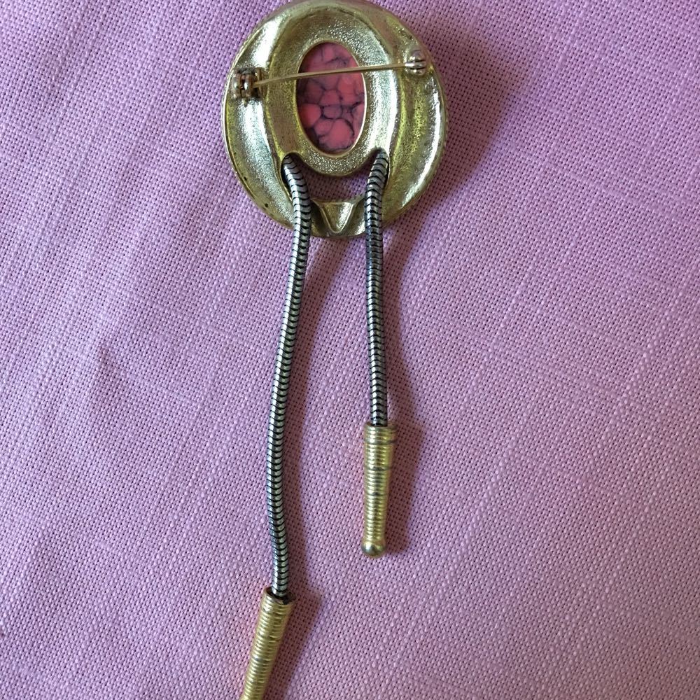 Southwestern Bolo Style Stone Brooch