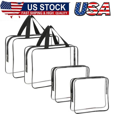 4Pcs Clear Makeup Bag Large Clear Makeup Cosmetic Toiletry Bag Clear Plastic PVC