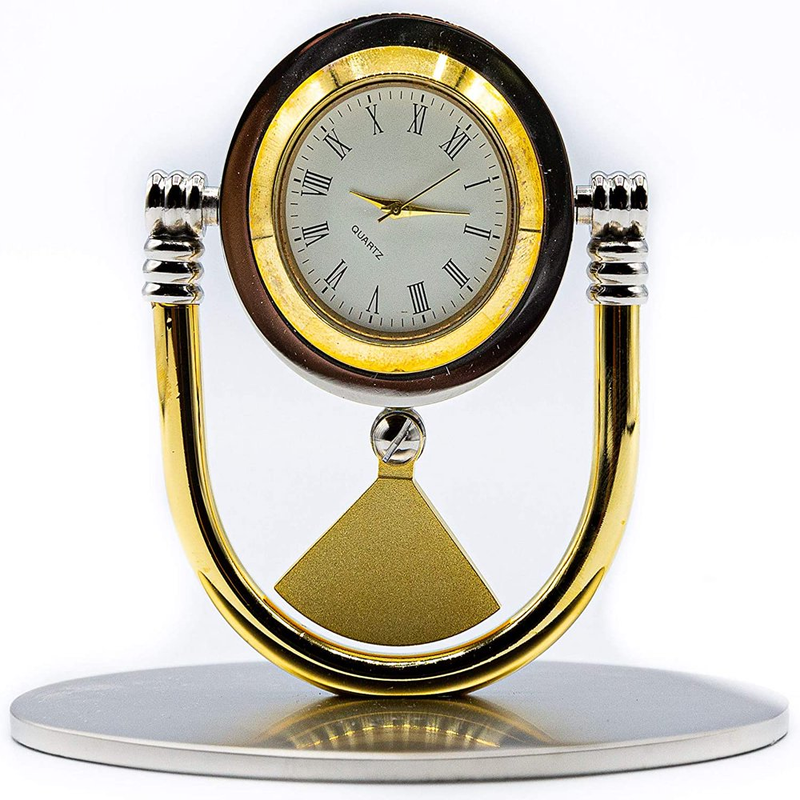 "Vintage Swinging Clock: Retro Chrome-Plated Table Desk Decor"