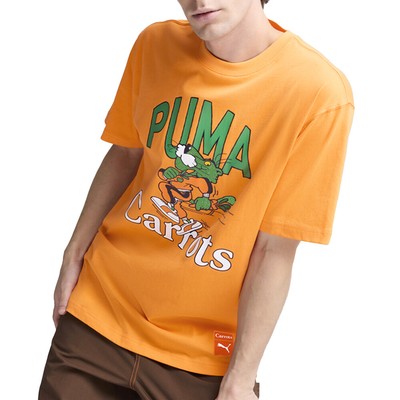 Футболка с коротким рукавом и круглым вырезом Puma Carrots X с графическим рисунком, мужские повседневные топы оранжевого цвета, 62