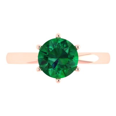 Pre-owned Pucci 2 Ct Round Cz Vvs1 Emerald Designer Statement Bridal Classic Ring 14k Pink Gold