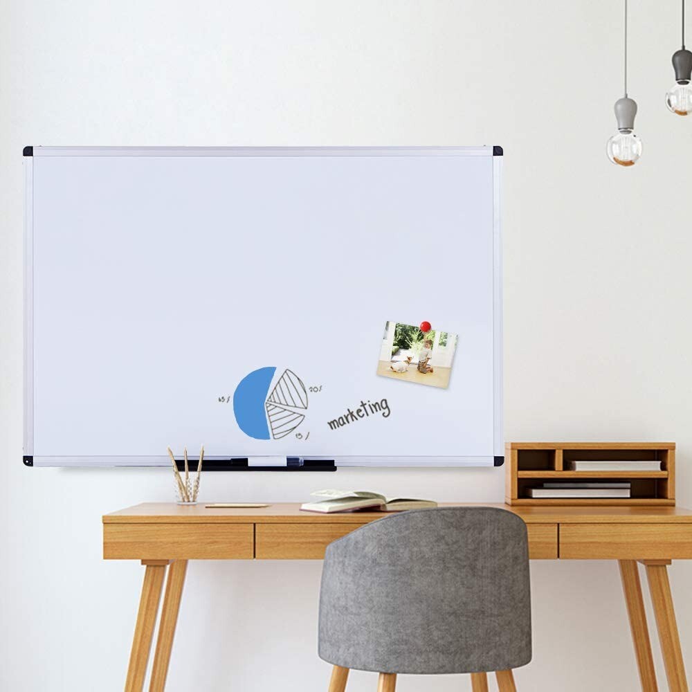 VIZPRO Dry Wipe Whiteboard, Silver Aluminium Frame