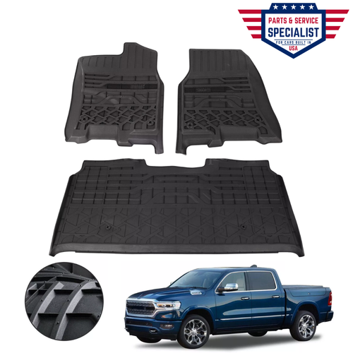 3 PIECES TAPIS DE SOL POUR RAM 1500 2019 - 2024 DT, CREW CAB TOUS TEMPS TPE