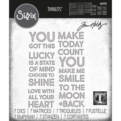 Sizzix tim holtz bold text #2 die set moon heart lucky smile 665925