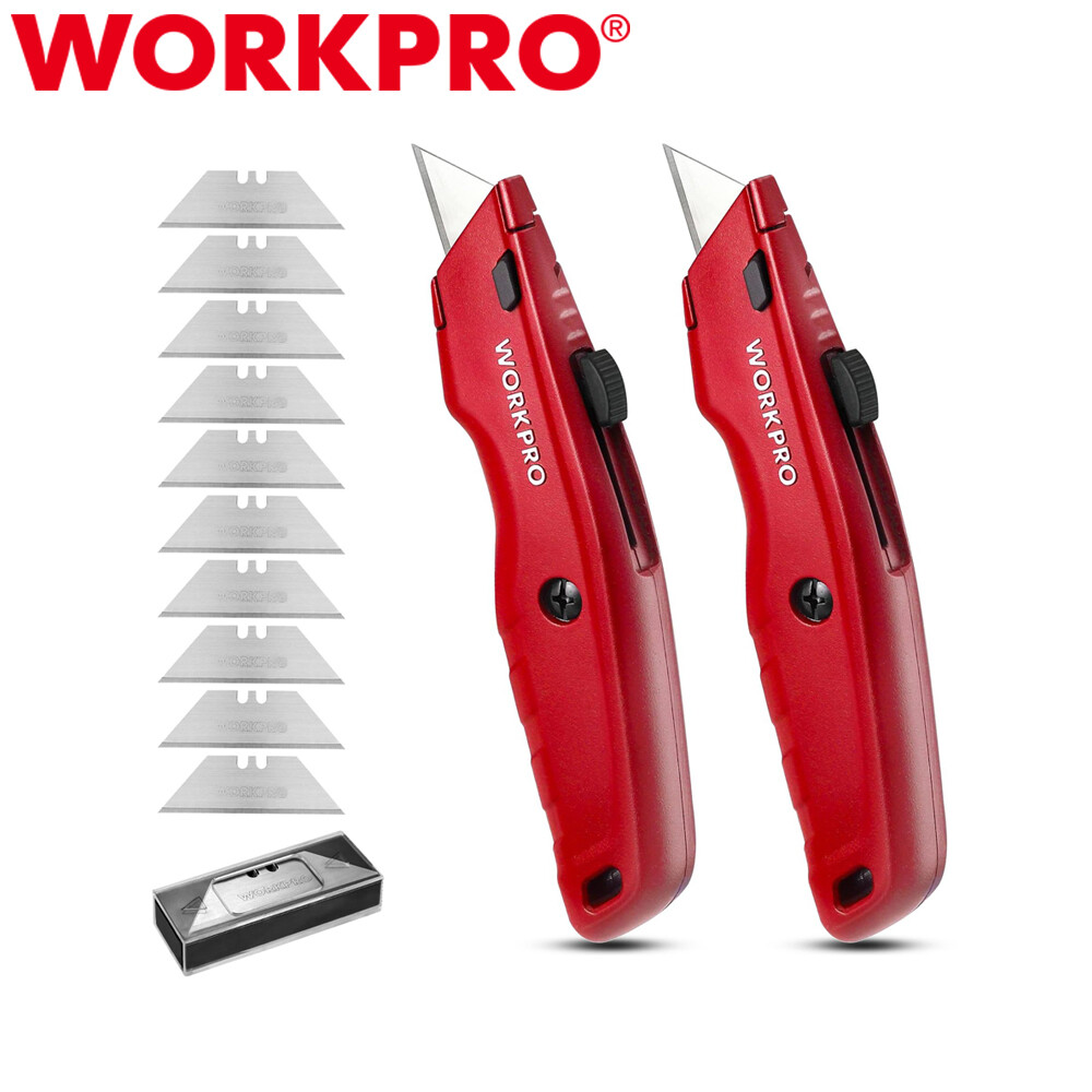 WORKPRO Retractable Utility Knife 2PCS Heavy Duty Box Cutters Quick Change Blade