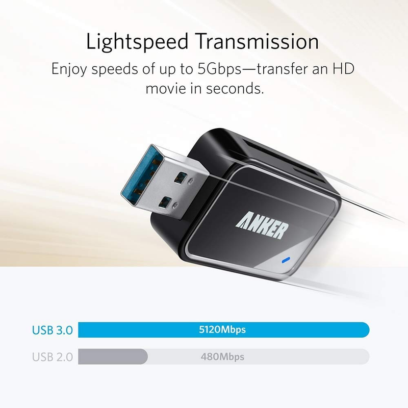 Anker 8-in-1 USB 3.0 Portable Card Reader for SDXC, SDHC, SD, MMC, RS-MMC, Micro