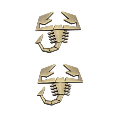 2pcs Bronze Scorpion Metal Emblem Fender 3D Badge for Abarth 500 600 124 125 595