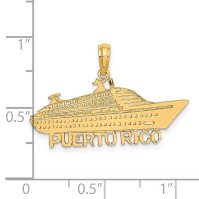 Pre-owned Diamond2deal 14k Yellow Gold Puerto Rico Cruise Ship Charm Pendant 1.59g, L-18.6mm, W-30.4mm