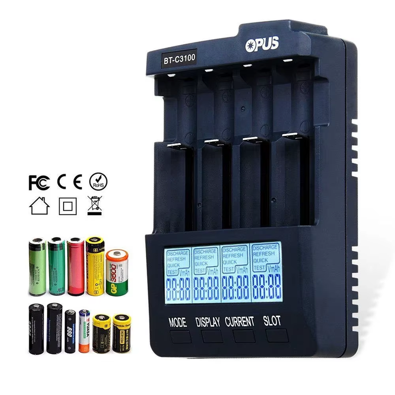 OPUS BT-C3100 V2.2 Universal Four Slots LCD Screen Replenisher Smart Rechargeabl