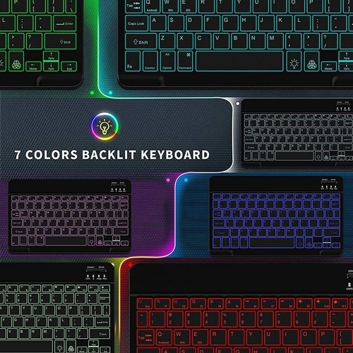 Backlit Keyboard Universal Case Cover Mouse For 10" 10.1" Inch Android Tablet PC