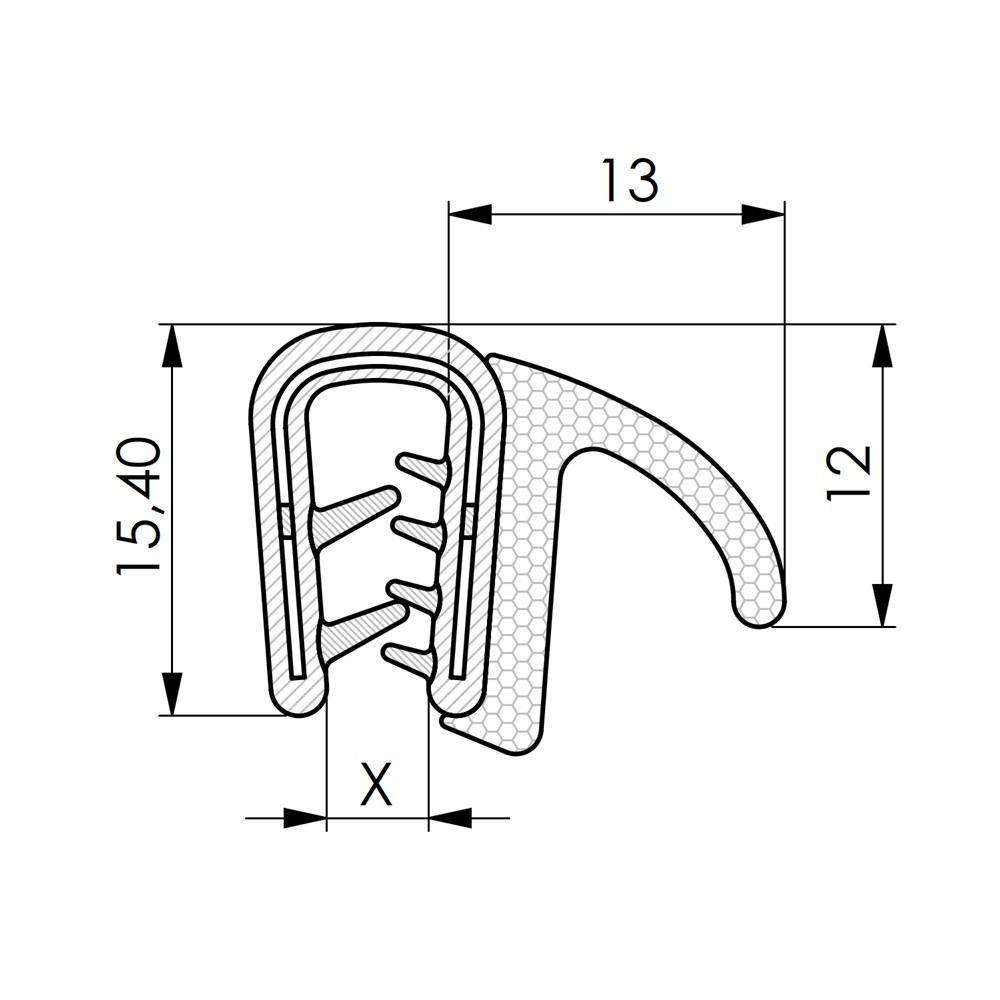Kantenschutzprofil PVC/EPDM-Moosgummi Klemmbereich 1,0-3,5mm schwarz Dichtprofil