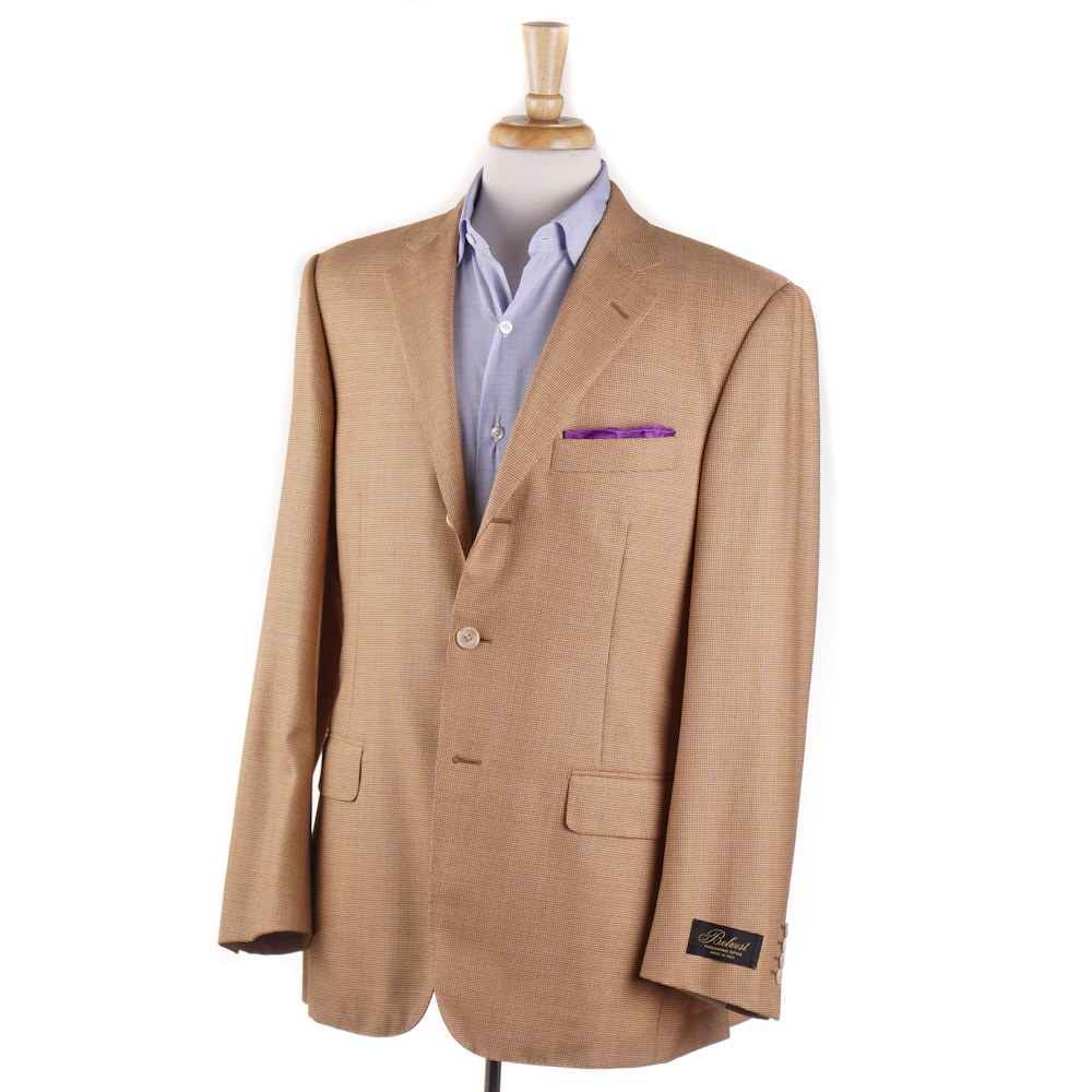 Pre-owned Belvest $2395  Orange Micro Houndstooth Super 120s Wool Sport Coat 40 R