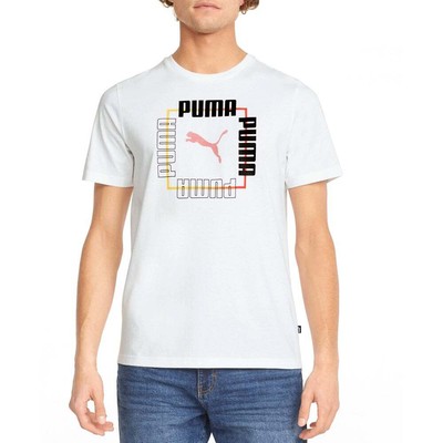 

Мужские белые повседневные топы Puma Box Graphic Crew Neck с коротким рукавом 848565-02, Белый, Puma Box Graphic Crew Neck Short Sleeve T-Shirt