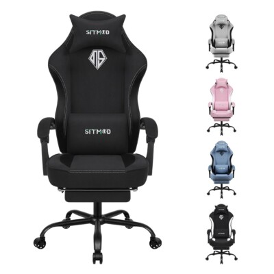 Fabric Gaming Chairs for Adults with Footrest-PC Computer Video Game Chair