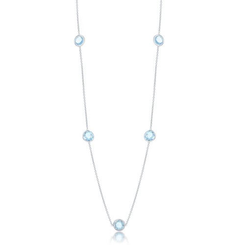 Pre-owned Classic Women's Necklace Sterling Silver Bezel-set 26.964cttw Blue Topaz, 32inch