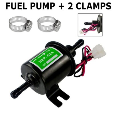 Black Inline Fuel Pump 12v Electric Transfer Low Pressure Gas Diesel HEP-02A