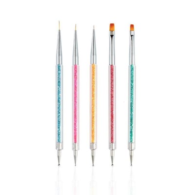 5PCS Nail Art Liner Brushes Pens Dual-Ended Nail Art Point Drill Drawing Brush