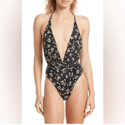 NEW Maaji Reversible Ditsy Daisy Safari Plunge One-Piece Swimsuit size Medium