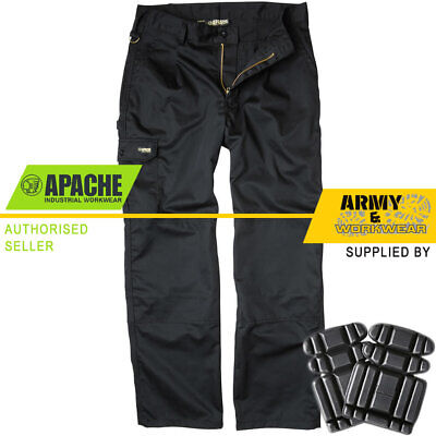 Apache Industry Pro Work Mens Pants Trousers Cargo Combat Pockets FREE KNEE PADS
