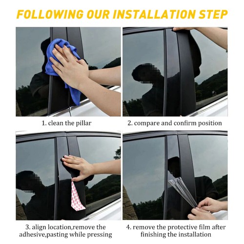 For 2006-2011 Honda Civic 6PCS Black Pillar Posts Cover Door Trim Window Decal