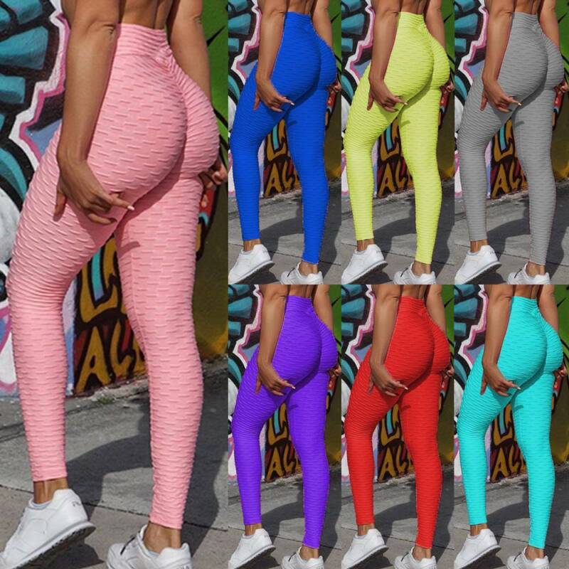 Damen Anti Cellulite Kompression Leggings Yoga Hose Fitness Push Up Hüfte Hosen