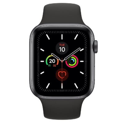 Apple Watch Series 5 GPS 44mm MWVF2 Gray Aluminum Caja Negro Sport Band