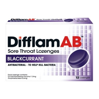 DIFFLAM AB Sore Throat Lozenges 12 s Kill bacteria, soothes, relieve sore throat