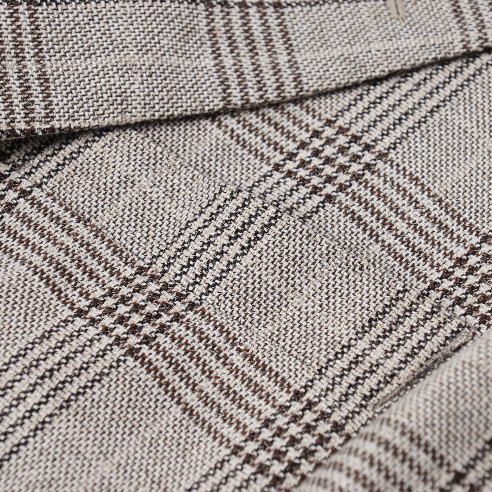 Pre-owned Luciano Barbera Soft Constructed Gray Check Wool-silk-linen Sport Coat 38r